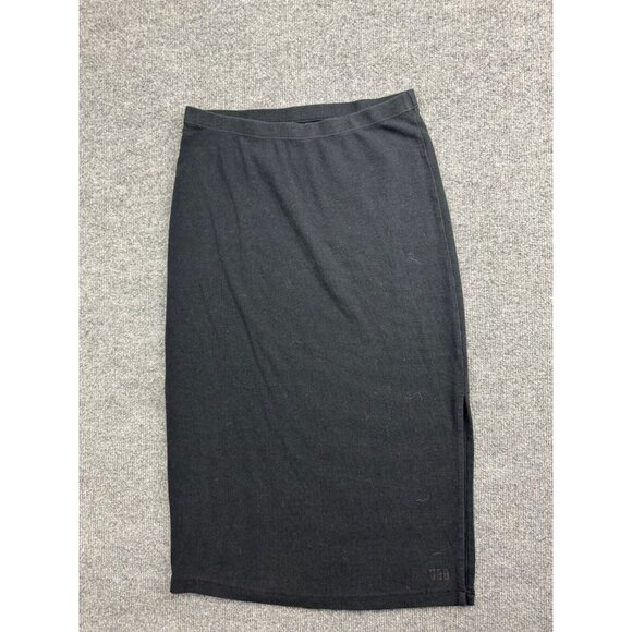 UGG Australia Skirt Women's Medium Black Ribbed Midi A Line Fitted Side Slit - Picture 1 of 8